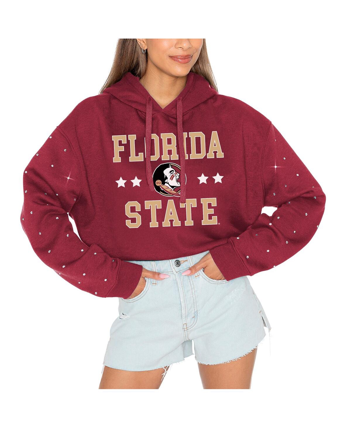Shop Gameday Couture Women's Garnet Florida State Seminoles Can't Lose Rhinestone Cropped Pullover Hoodie
