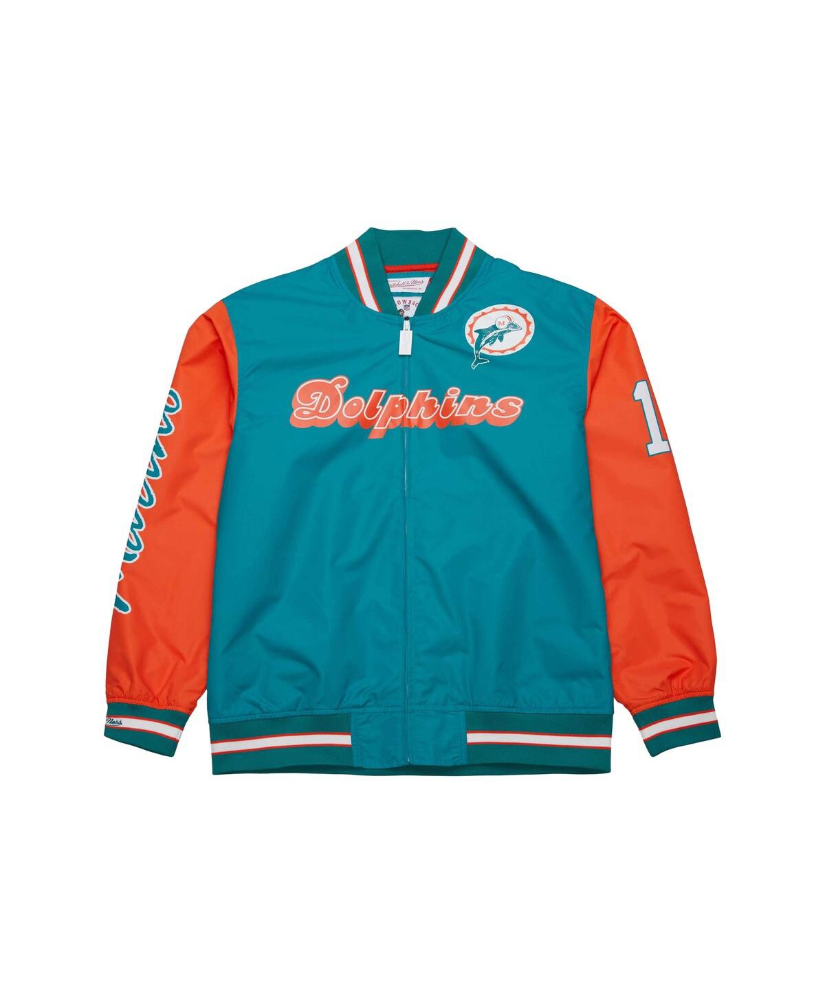 Mitchell & Ness Men's Dan Marino Aqua Miami Dolphins Retired Player Graphic Full-snap Satin Jacket In Aqua