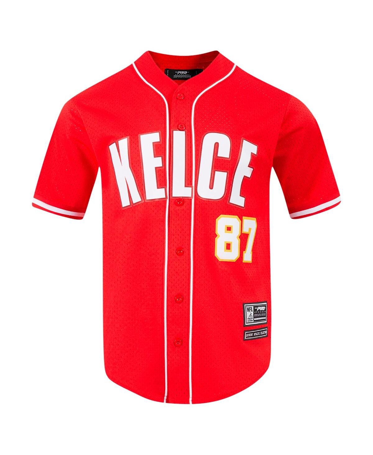 Pro Standard Men's Travis KelceKansas City Chiefs Mesh Button-Up Baseball Jersey - Red
