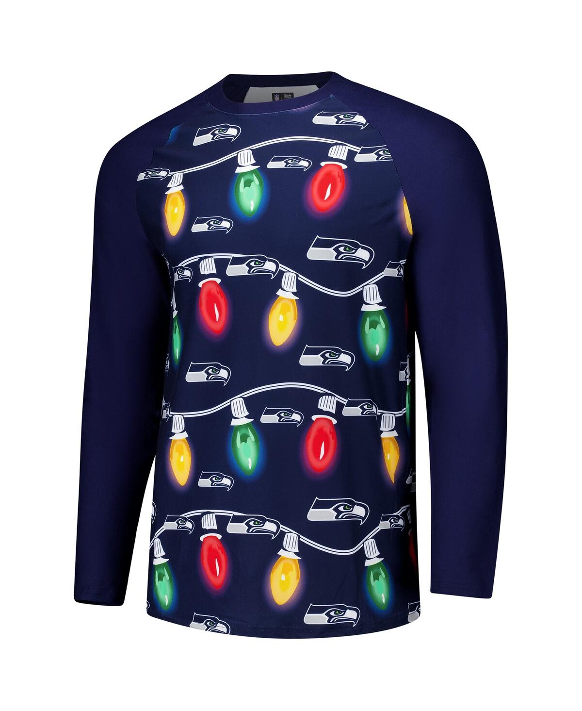 Concepts Sport Men's CollegeSeattle Seahawks Garland Knit Raglan Long Sleeve T-Shirt and Pants Set - Navy