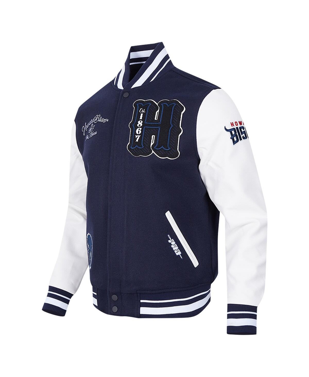 Pro Standard Men'sHoward Bison Hbcu Vintage Varsity Wool Full-Zip Jacket - Navy