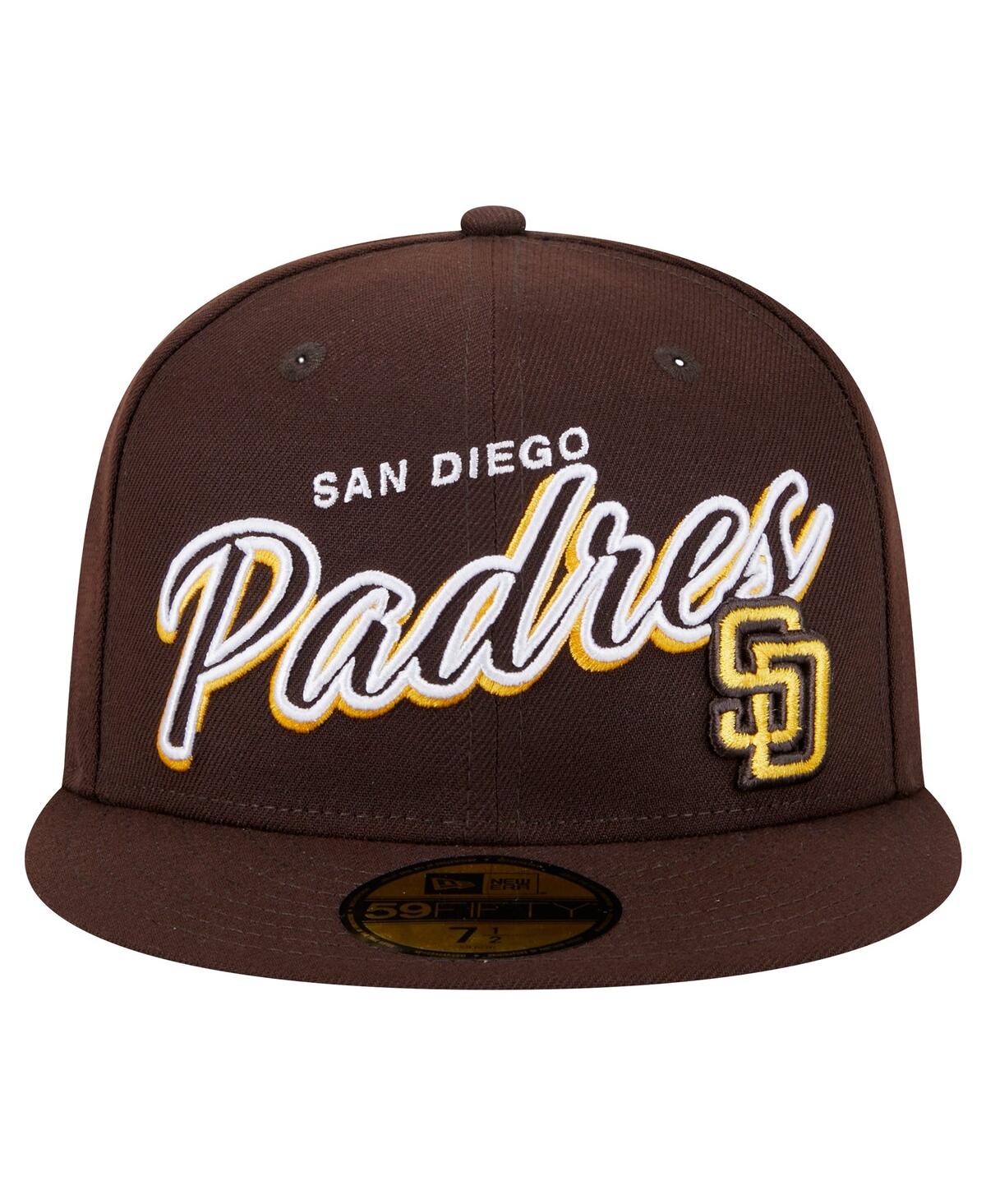 New Era Men'sSan Diego Padres Script Sided 59FIFTY Fitted Hat - Brown