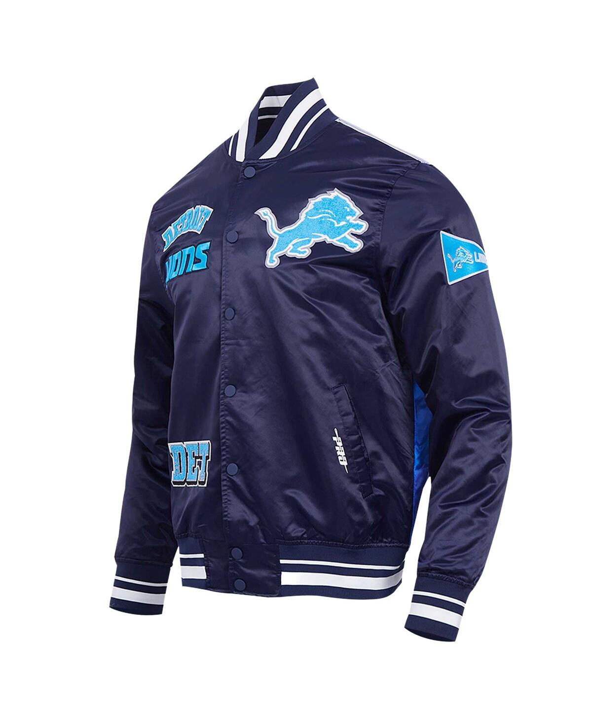 Pro Standard Men'sDetroit Lions Sublimated Satin Full-Snap Jacket - Navy
