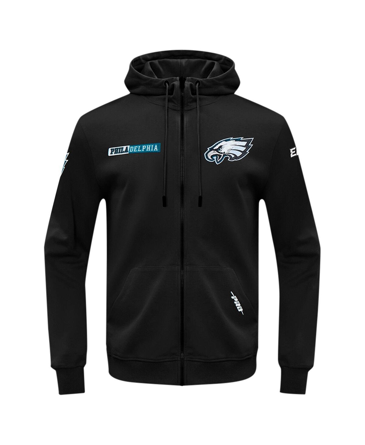 Pro Standard Men'sPhiladelphia Eagles Split Logo Double Knit Full-Zip Hoodie - Black