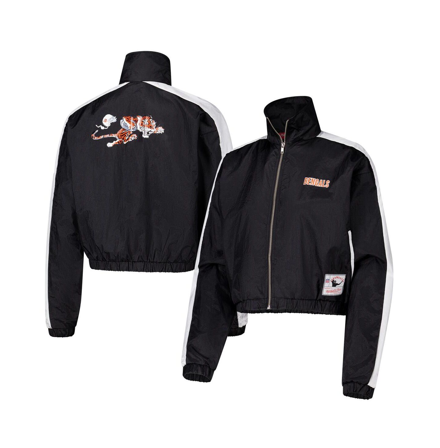Женская куртка Mitchell & Ness Black Cincinnati Bengals Nylon Cropped Full-Zip — фото 1