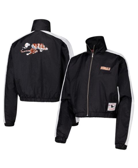 Женские куртки Mitchell & Ness Women's Black Cincinnati Bengals Nylon Cropped Full-Zip Jacket