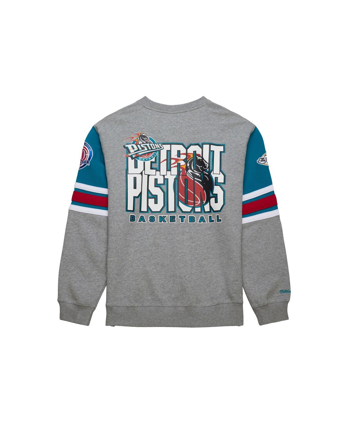 Mitchell & Ness Men'sDetroit Pistons Hardwood Classics All Over 4.0 Pullover Sweatshirt - Heather Gray