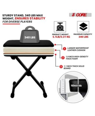 Keyboard Stand Double X Style Adjustable Piano Riser + Keyboard Piano Bench - BLUE