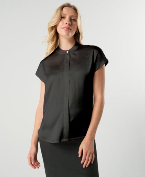 Женский топ MARION Short Sleeve Satin Shell Top with Concealed Nursing Zip, цвет: Чёрный