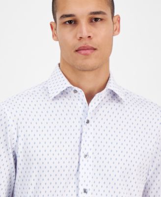 Men's Slim Fit Long Sleeve Button-Front Dash Diamond Print Shirt, Exclusively at Macy's