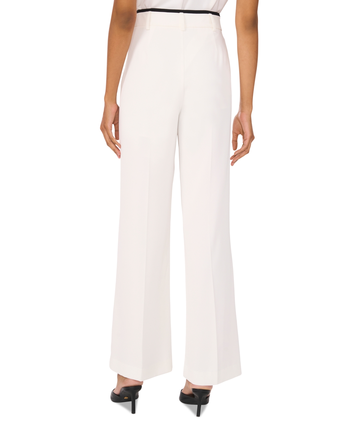 Vince Camuto Pleated High Waist Wide Leg Crepe Trousers In New Ivory