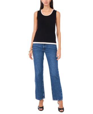Women's Contrast-Trim Sleeveless Sweater