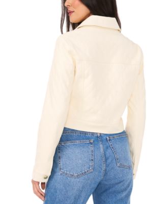 Women's Faux-Leather Cropped Jacket