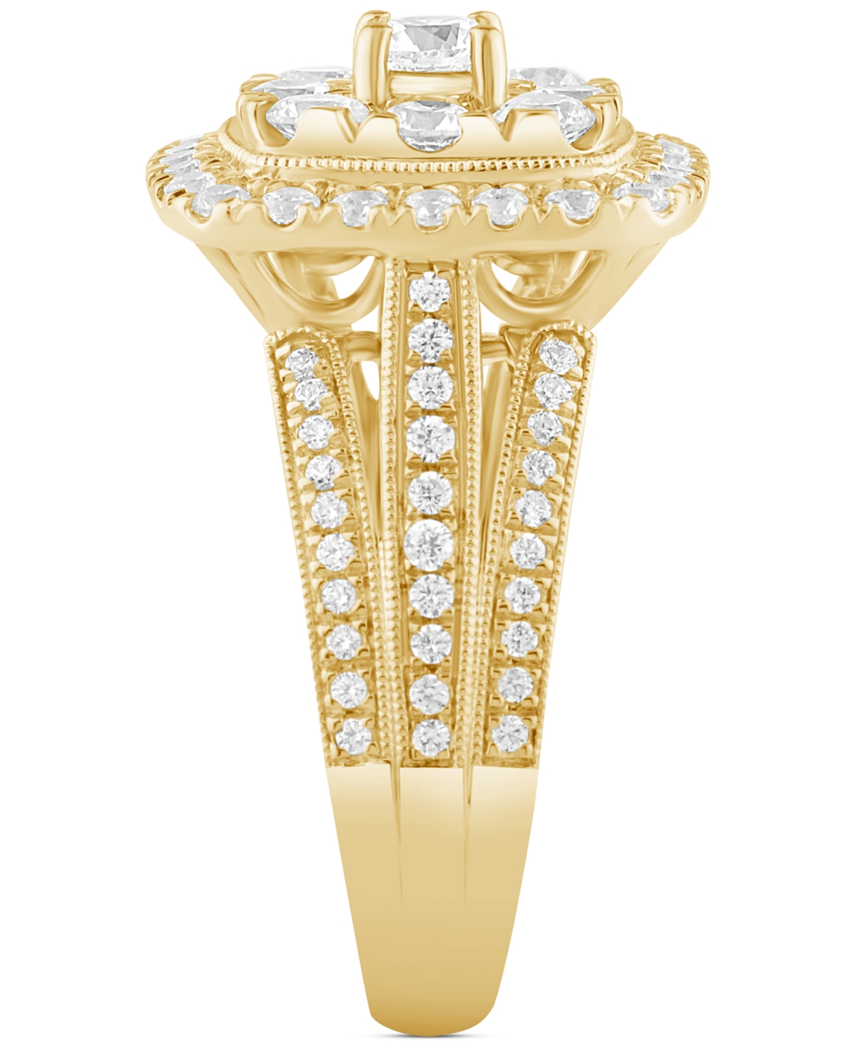 Macy's Diamond Cluster Engagement Ring (2 Ct. T.w.) In 14k Yellow Gold In Yellow Gold