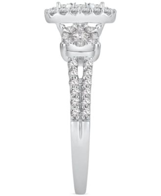 Diamond Cluster Three Stone Three Stone Ring (1 ct. t.w.) in 14k White Gold