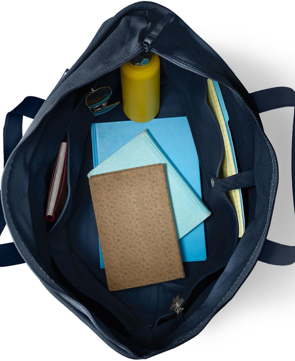 Lands' End Extra Large Solid Color 5 Pocket Zip Top Canvas Tote Bag