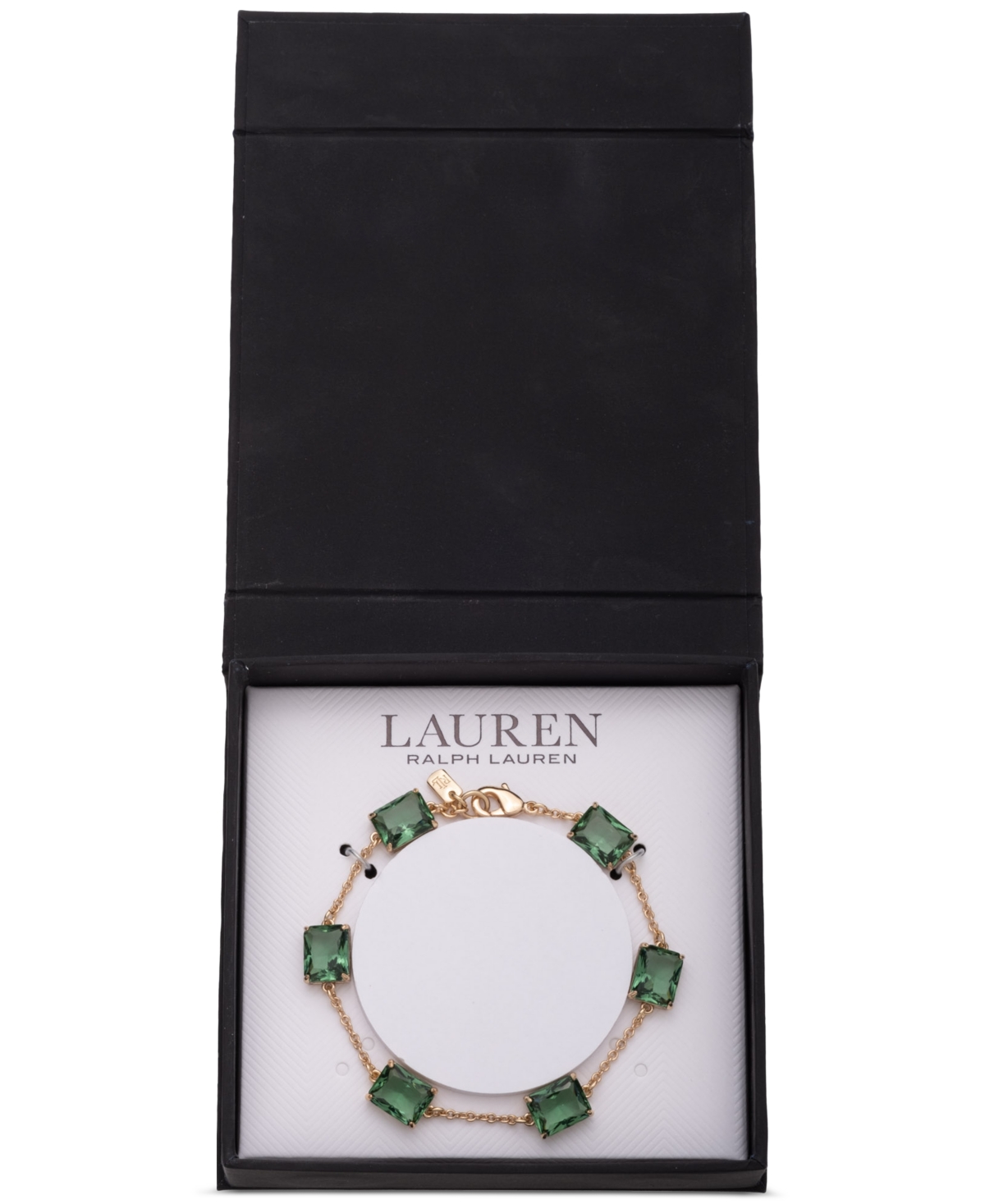 Ralph Lauren Gold-tone Square Stone Flex Bracelet In Erinite