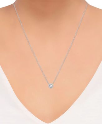 GIA Certified Diamond 18" Halo Pendant Necklace (5/8 ct. t.w.) in 14k White Gold