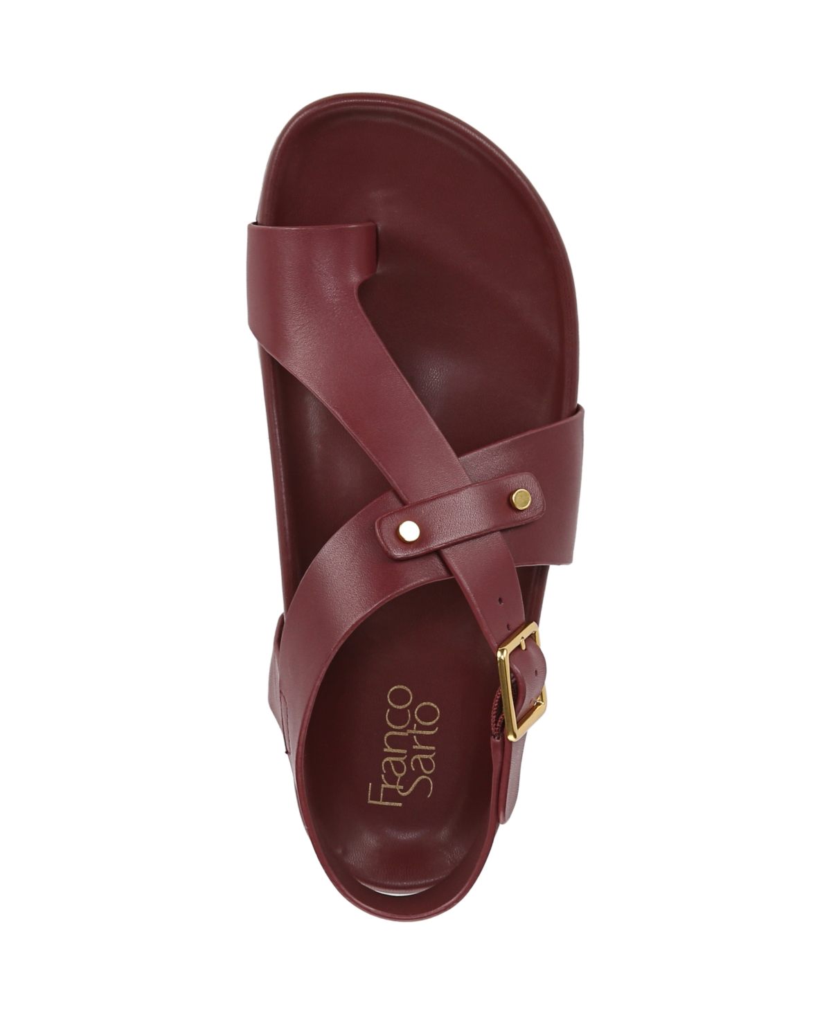 Franco Sarto Women's Blair Toe Loop Round Toe Flat Sandals In Bordo Red Leather