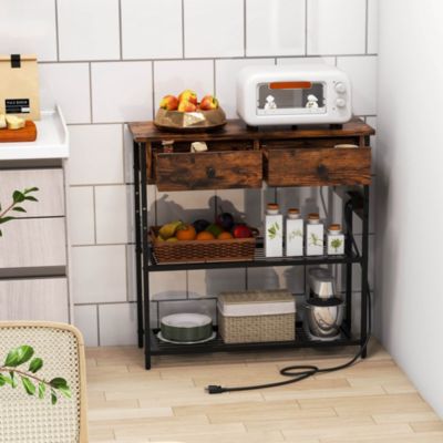 Entryway Table with Charging Station Narrow Console Table with 2 Drawers