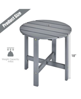 18 Inch Patio Round Side Wooden Slat End Coffee Table for Garden