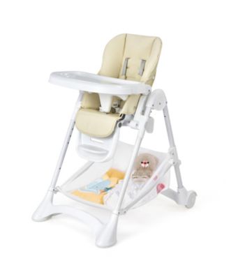 Baby Convertible Folding Adjustable High Chair with Wheel Tray Storage Basket