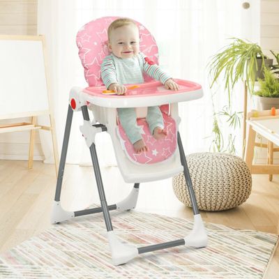 Folding Baby High Dining Chair with 6-Level Height Adjustment