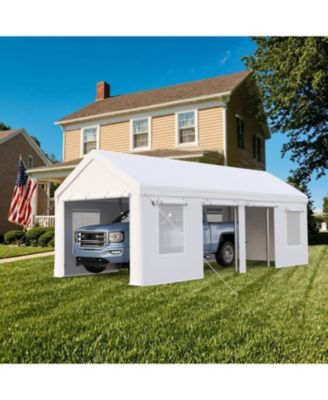 Carport Heavy Duty, 13x25ft Portable Carport with Reinforced Steel Poles, Upgraded Portable Garage with Doors & Window, Uv Resistant All-Season Waterproof Tarp, for Car, Truck, Boat,White