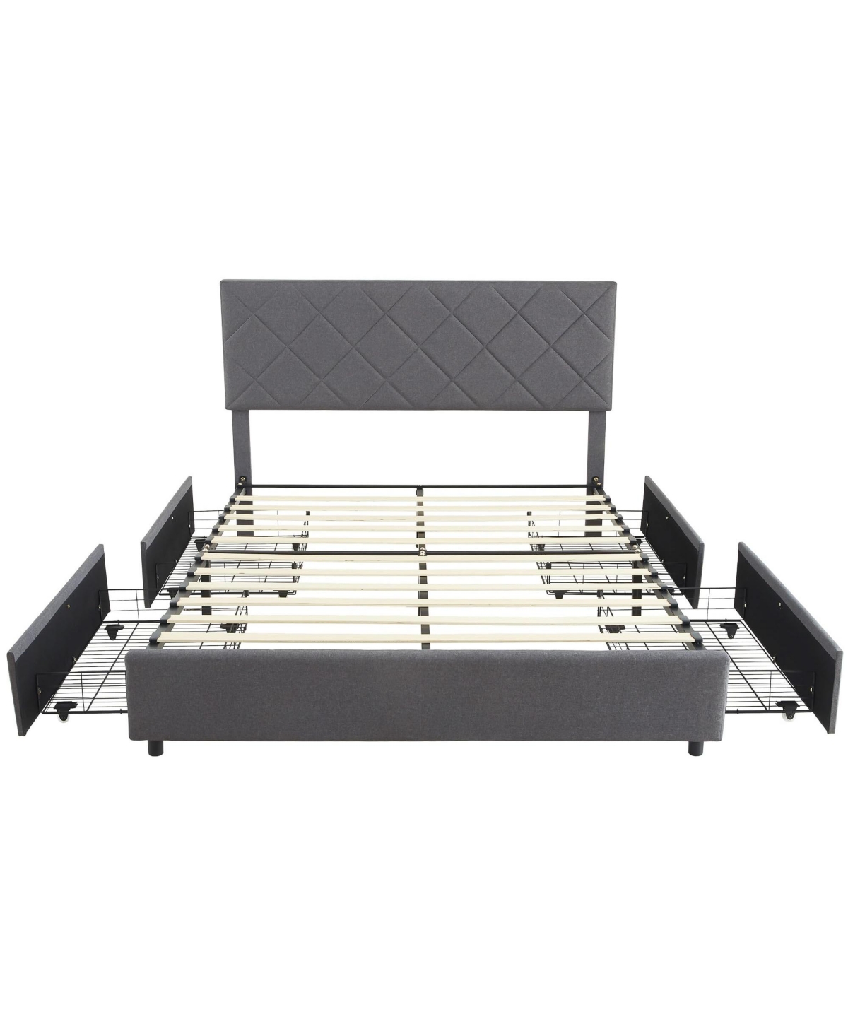 gaomon Size Platform Bed Frame with Adjustable Headboard and 4 Storage Drawers