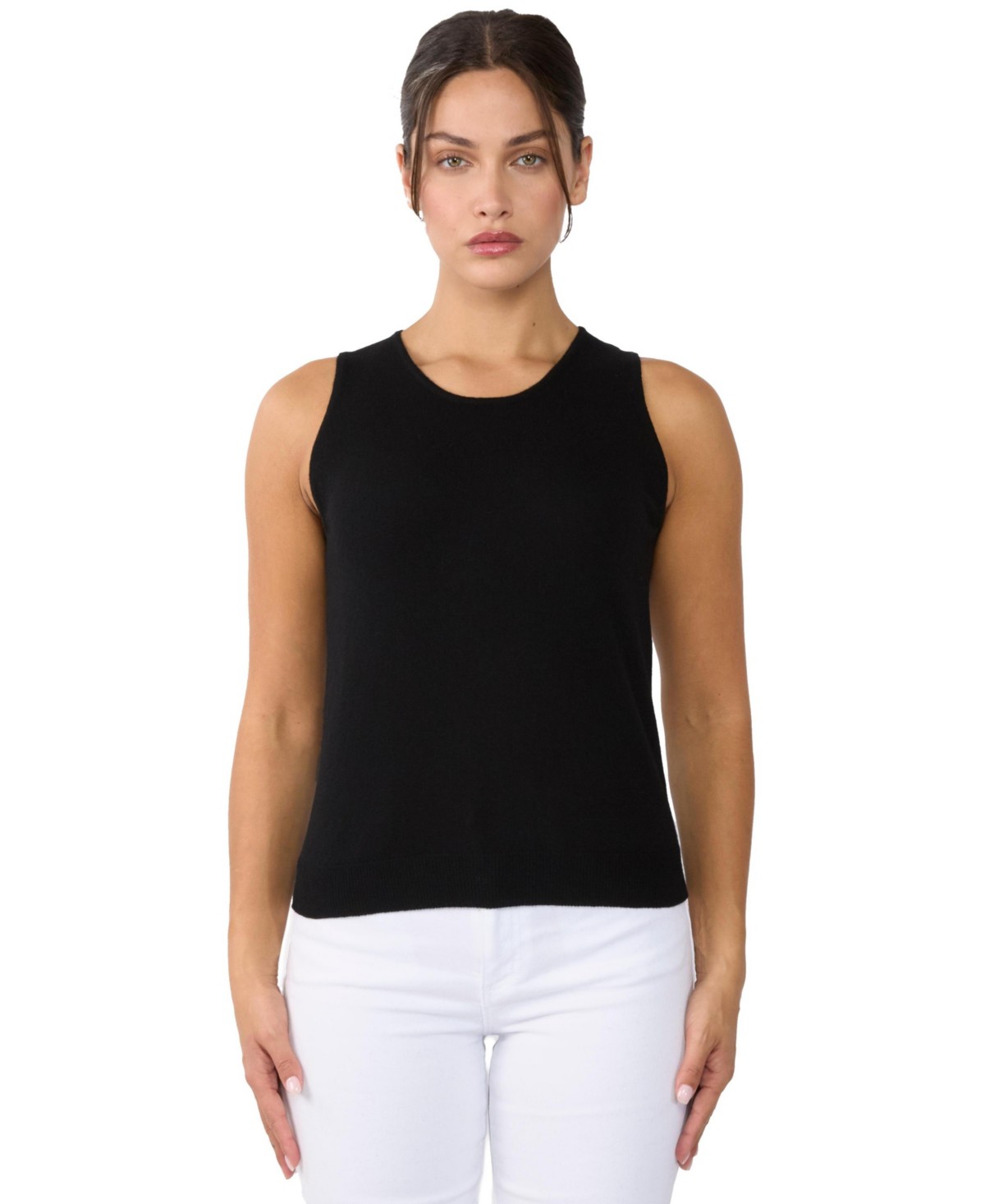 Женские JENNIE LIU Women's 100% Cashmere Tank Tops Sleeveless Crewneck Sweater Vest — фото 1