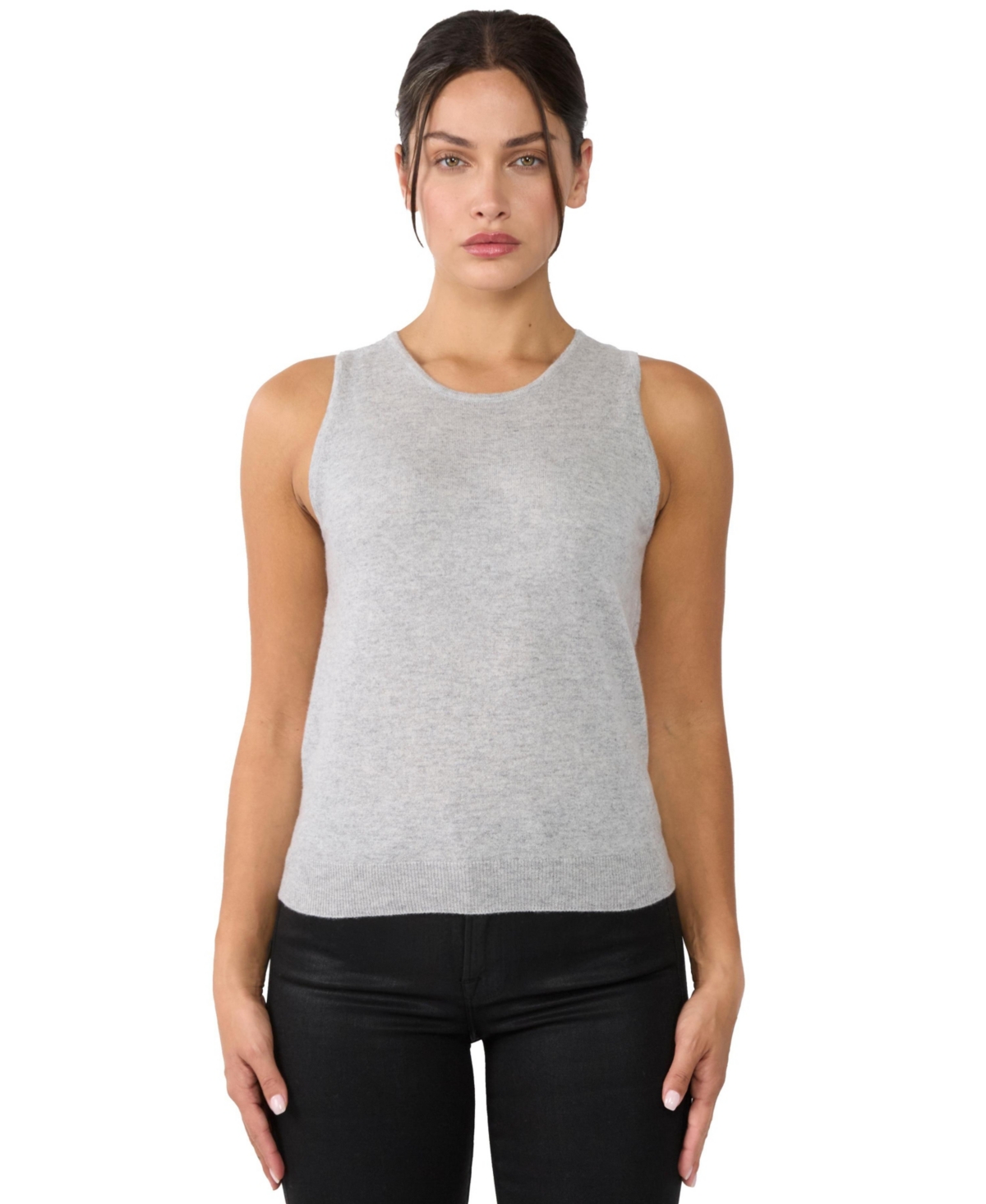Women's 100% Cashmere Tank Tops Sleeveless Crewneck Sweater Vest - Pink