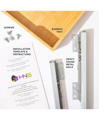 20 x 20 In Bamboo Wooden Pull Out Cabinet Organizer with Heavy Duty Metal Rails