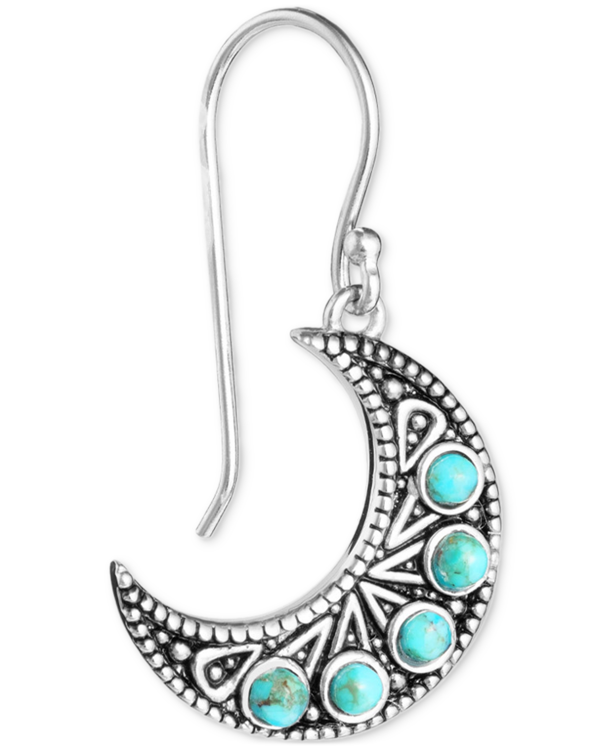 Macy's Turquoise Crescent Moon Drop Earrings In Sterling Silver In Turquoise