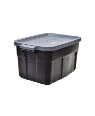 Roughneck Tote 14 Gallon Storage Container, Black/Cool Gray (6 Pack