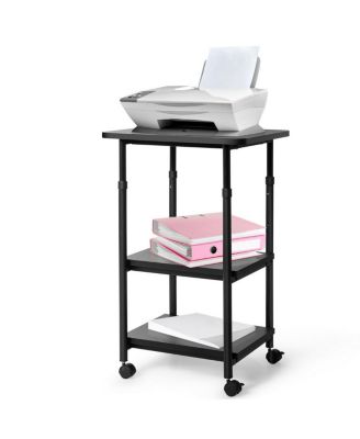 3-tier Adjustable Printer Stand with 360&amp;#xB0; Swivel Casters