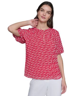 KARL LAGERFELD PARIS - Women's Chiffon Pleat Front Blouse