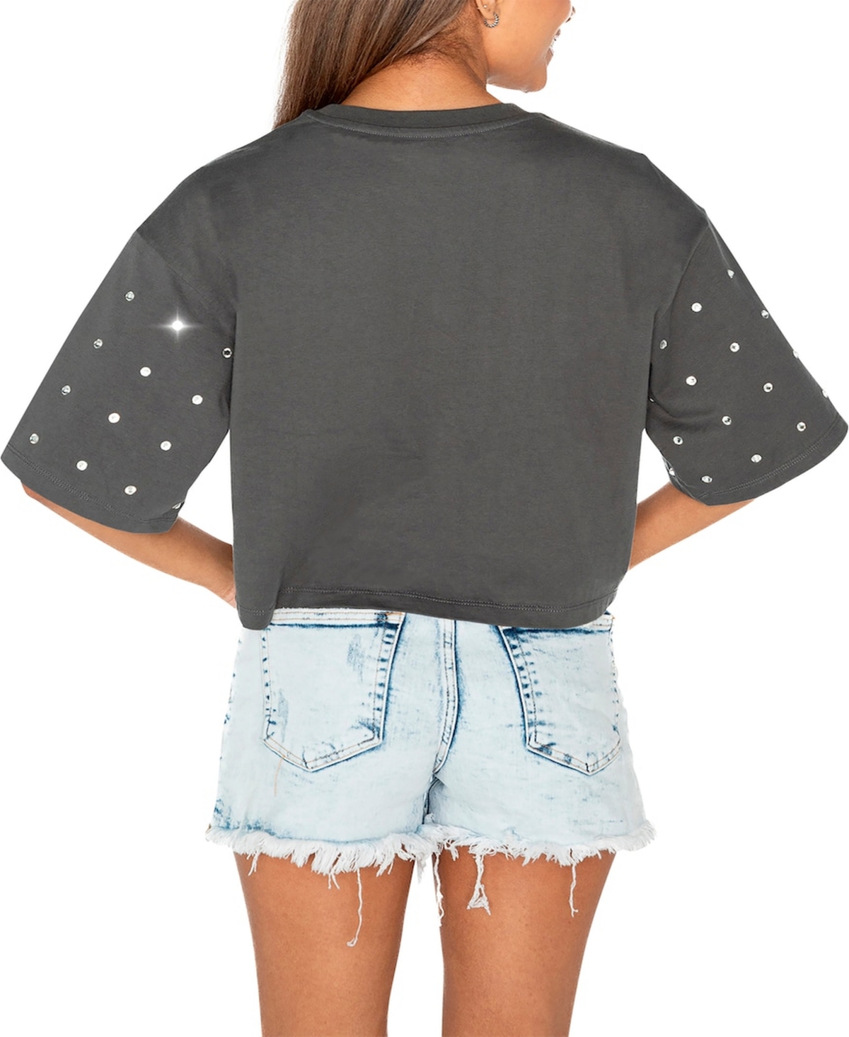 Shop Gameday Couture Women's Gray Colorado Buffaloes Go Time Rhinestone Crop T-shirt
