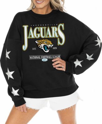 Women's Black Jacksonville Jaguars Rhinestone Star Sleeve Settle the Score Tri-Blend Pullover