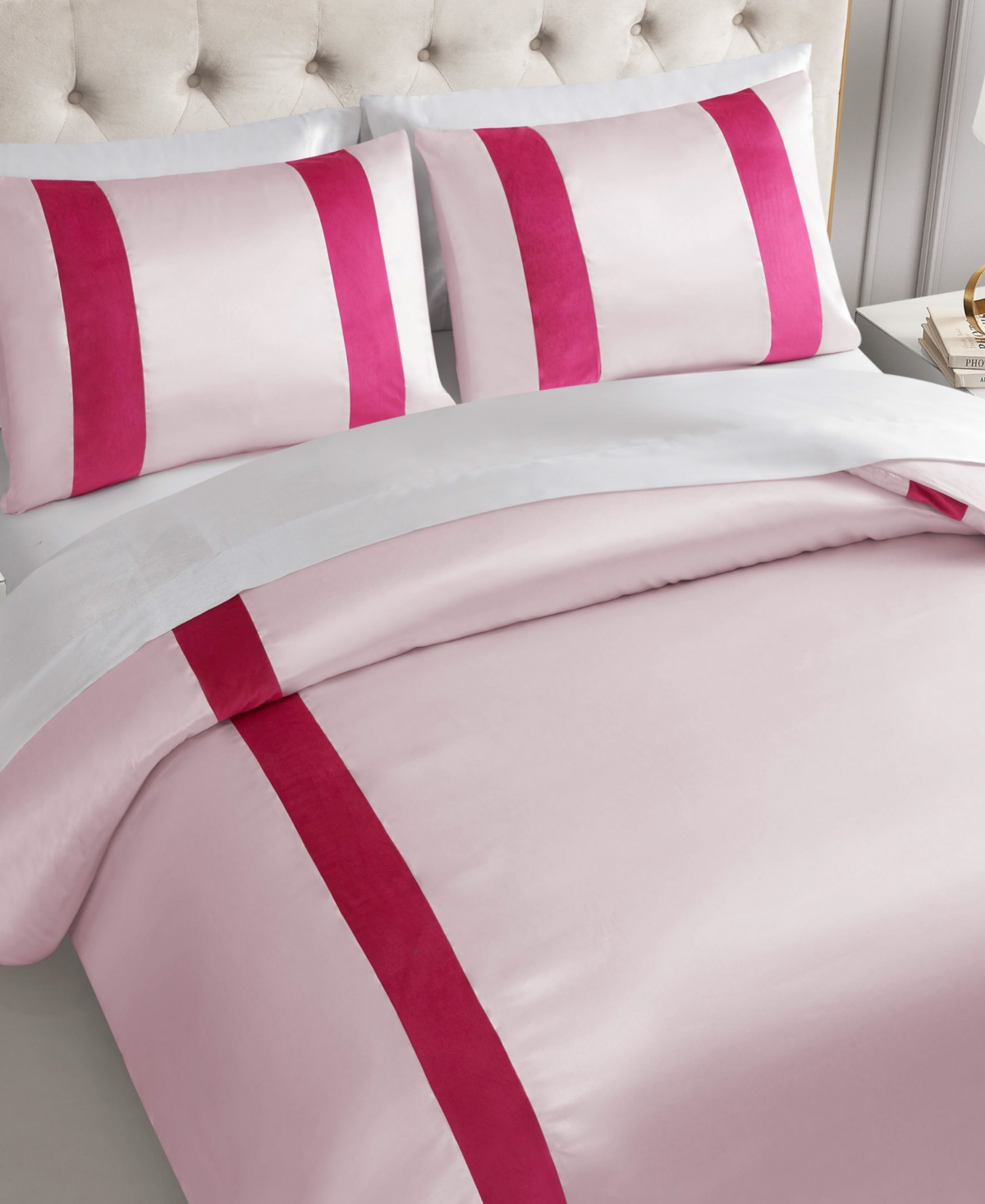 Juicy Couture Velvet Stripe On Satin 2-pc. Comforter Set, Twin/twin Xl In Pink Marshmallow