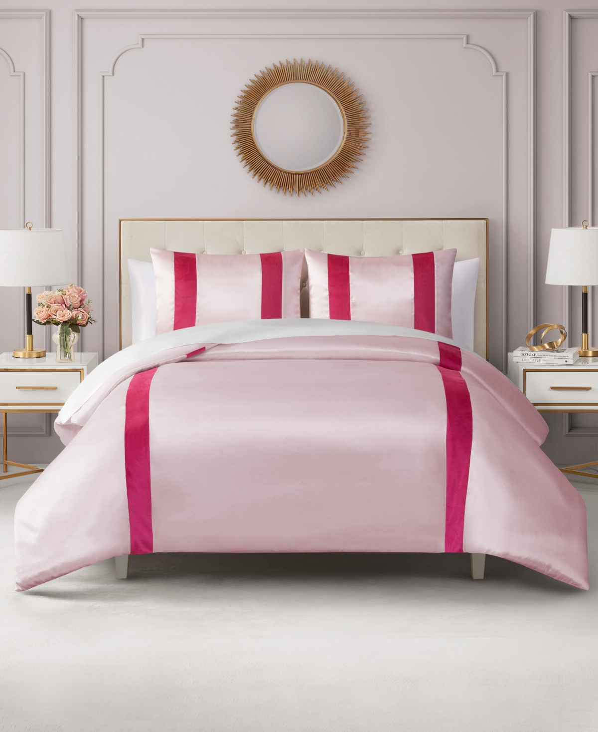 Juicy Couture Velvet Stripe On Satin 2-pc. Comforter Set, Twin/twin Xl In Pink Marshmallow