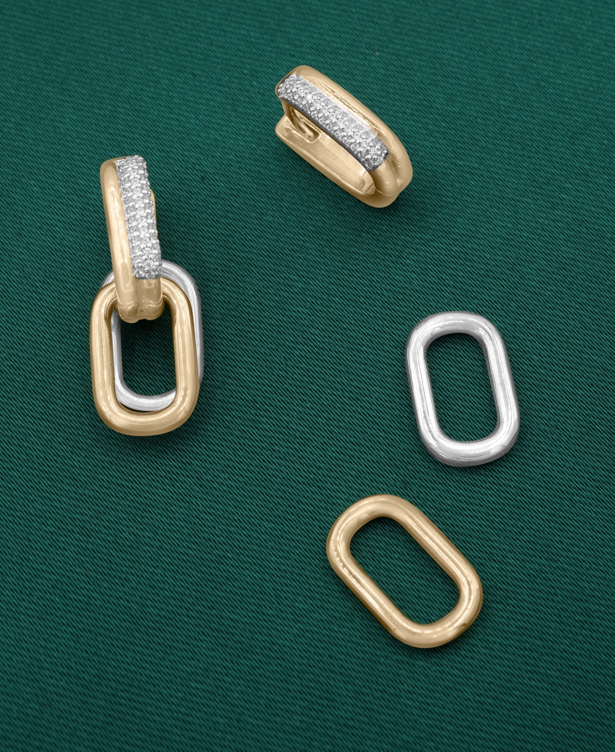 Audrey By Aurate Diamond Link Dangle Hoop Earrings (1/6 Ct. T.w.) In Gold Vermeil & Sterling Silver, Exclusively At M In Gold Vermeil