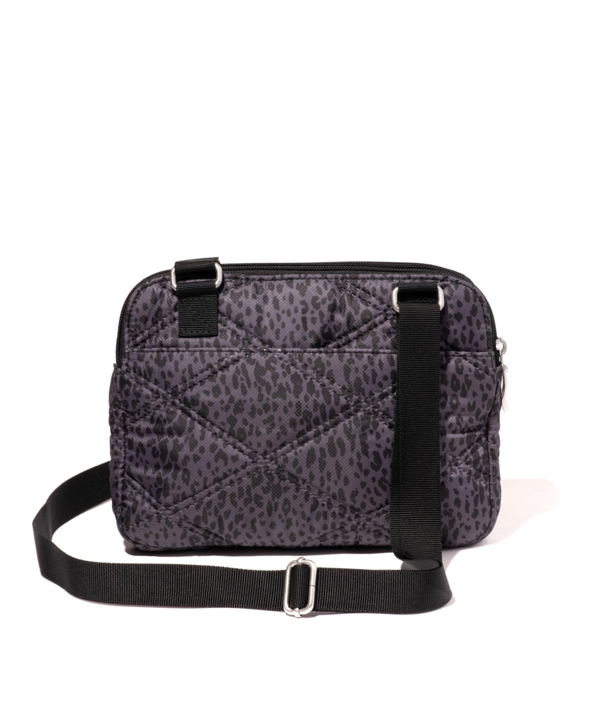 Baggallini Baggalini Quilted Double Zip Anytime Crossbody Bag In Charcoal Snakeskin Quilt