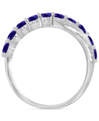 Blue & White Cubic Zirconia Crossover Statement Ring in Sterling Silver