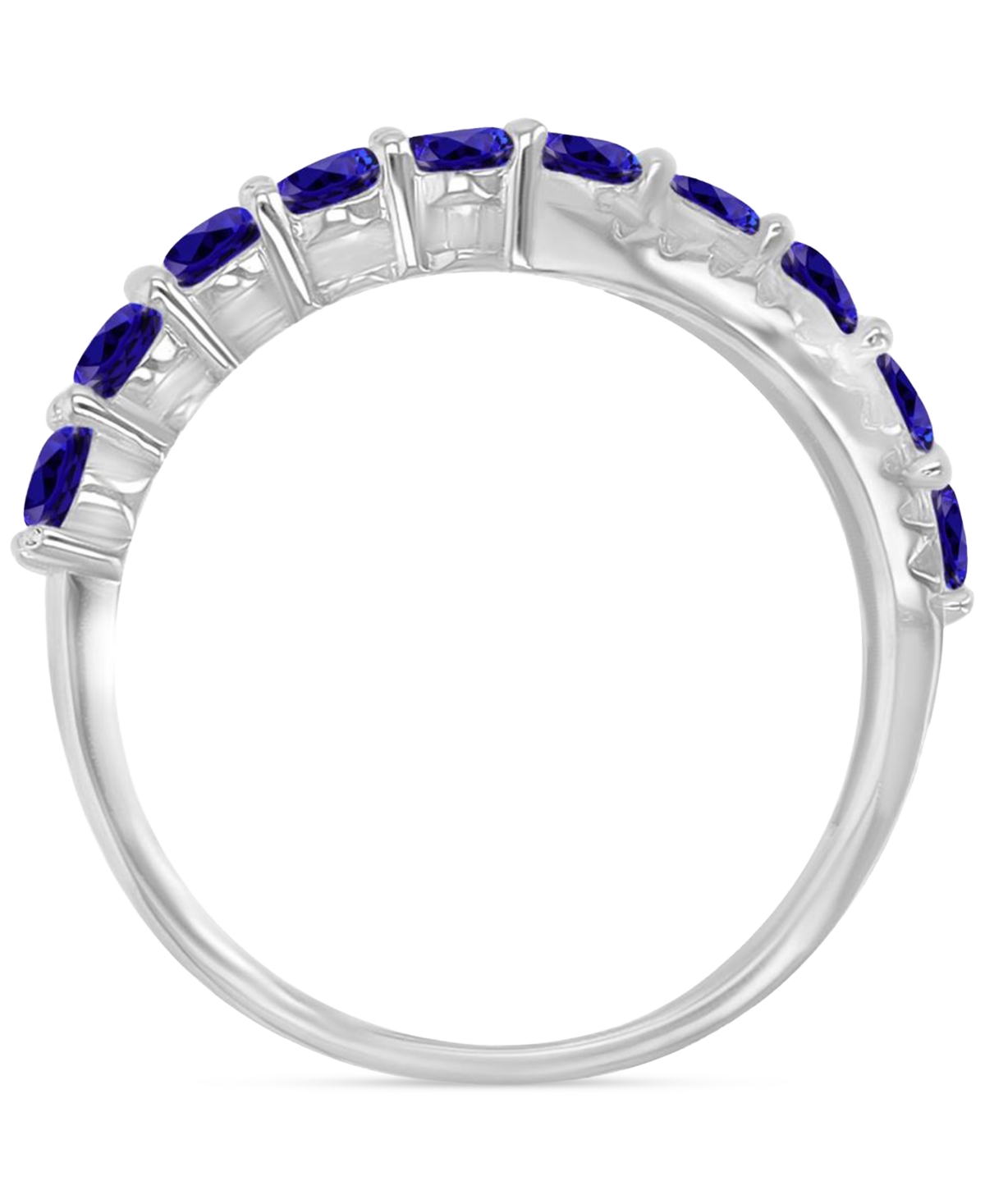 Macy's Blue & White Cubic Zirconia Crossover Statement Ring In Sterling Silver In Dark Blue
