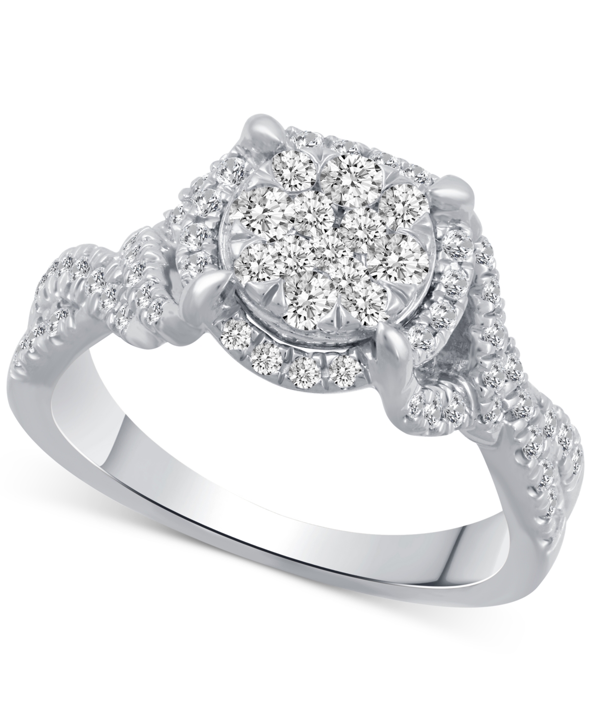 Macy's Diamond Cluster Engagement Ring (3/4 Ct. T.w) In 14k White Gold In White Gold