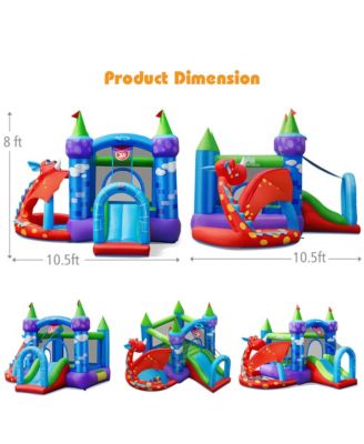 Kids Inflatable Bounce House Dragon Jumping Slide Bouncer Castle W/ 750W Blower