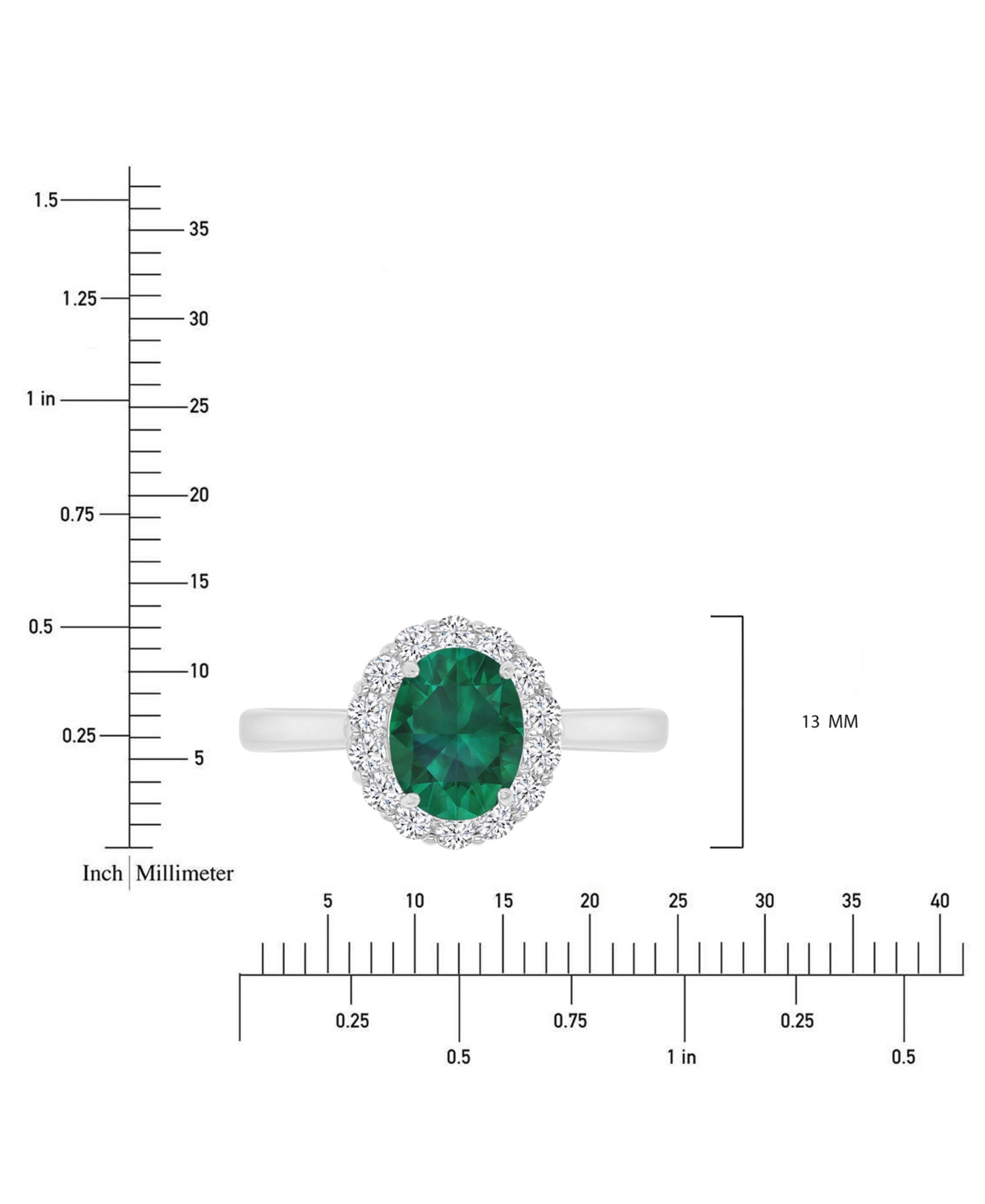 Macy's Red & White Cubic Zirconia Oval Halo Ring In Sterling Silver In Green