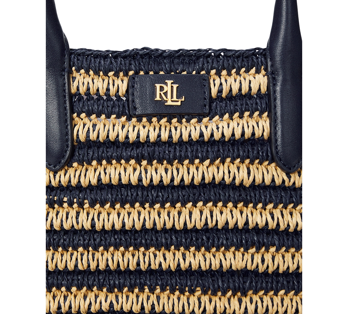 Lauren Ralph Lauren Striped Straw Brie Tote Bag