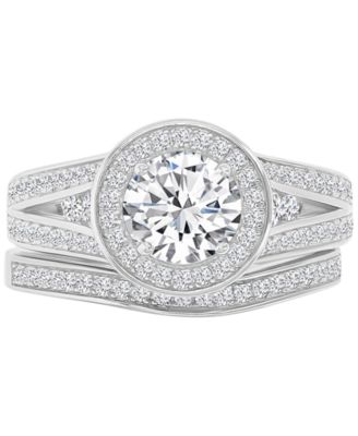 Macy's - Cubic Zirconia Halo Tapered Split Shank Bridal Set