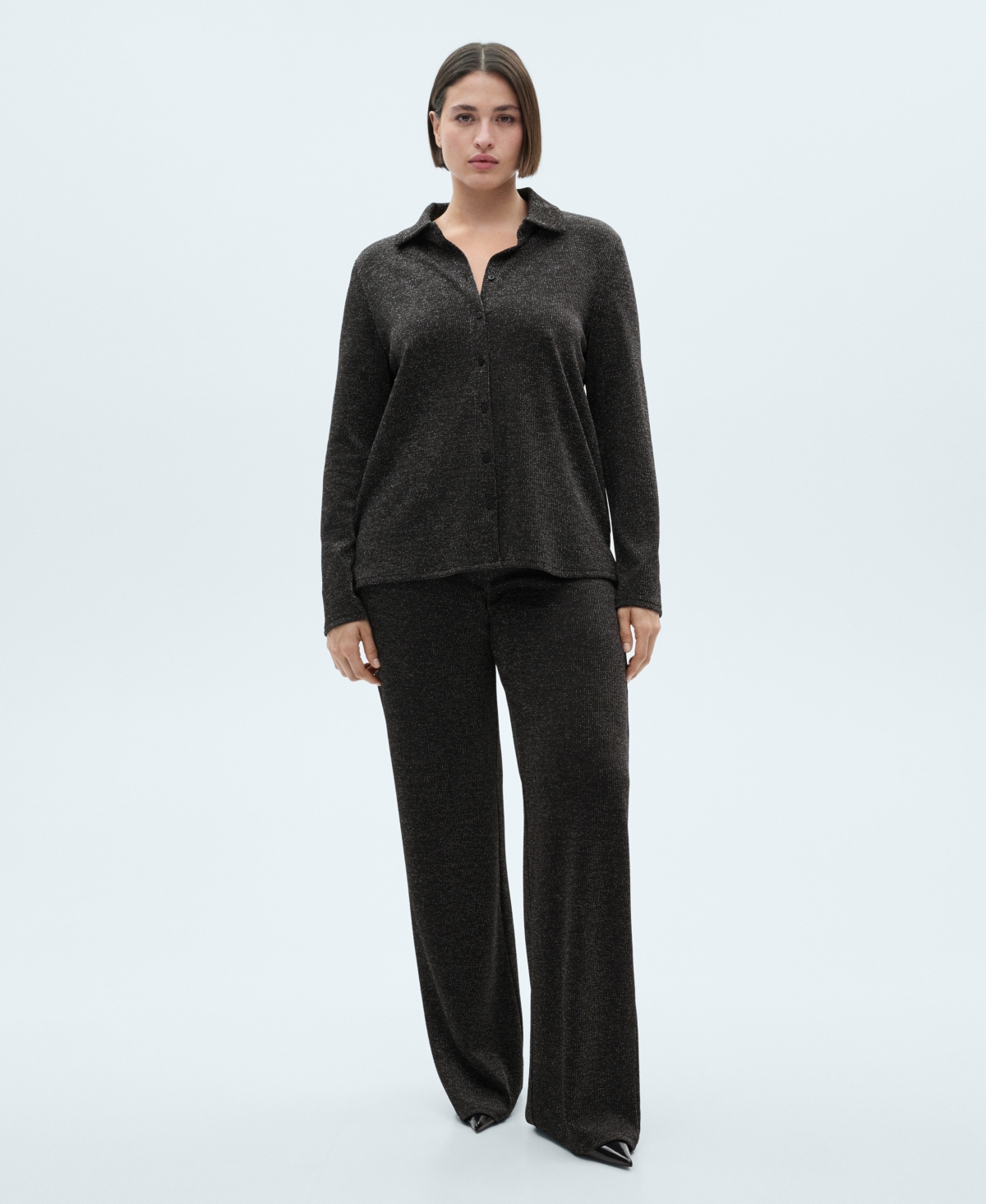 Mango Women's Lurex Knitted Shirt